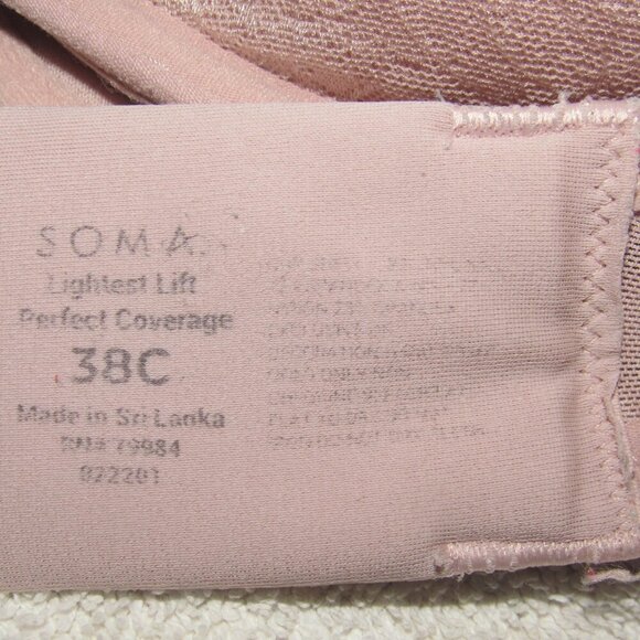 SOMA Lightest Lift Perfect Coverage Tan Bra Size 38C - Picture 4 of 4